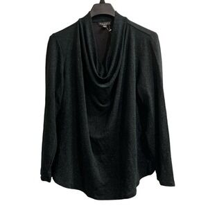 Grace Tunic Womens 2X Green Metallic Jersey Knit Drape Neck Holiday Party Xmas